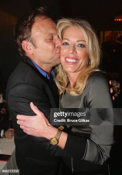 Norbert Leo Butz and Sherie Rene Scott pose at "The Portuguese Kid" Opening Night After Party at Brasserie 8 1/2 on October 24, 2017 in New York City.