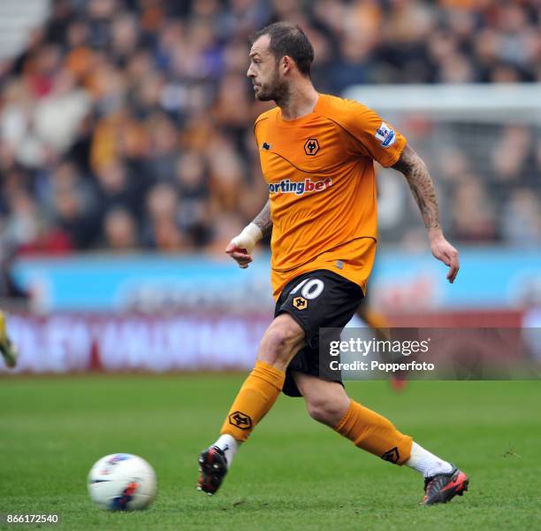 Stephen Fletcher of Wolverhampton Wanderers in action during the Barclays Premier League match between Wolverhampton Wanderers and Blackburn Rovers...