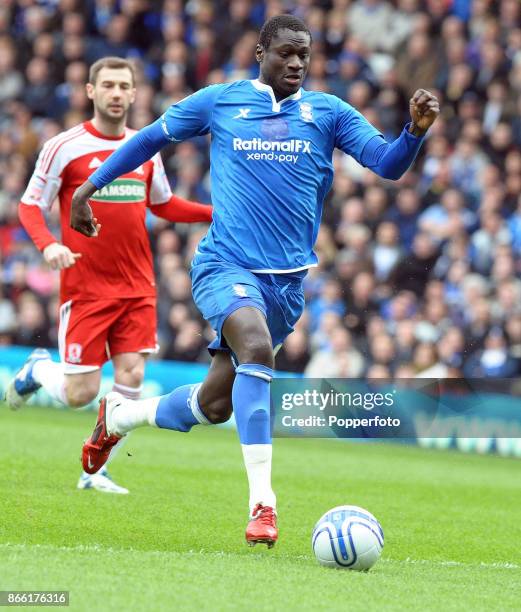 Guirane N'Daw of Birmingham City in action during the Npower Championship match between Birmingham City and Middlesbrough at St Andrews on March 17,...