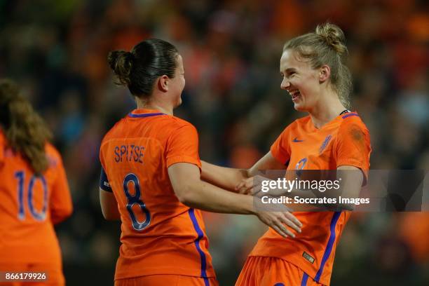Sherida Spitse of Holland Women, Vivianne Miedema of Holland Women celebrates 1-0 during the World Cup Qualifier Women match between Holland v Norway...