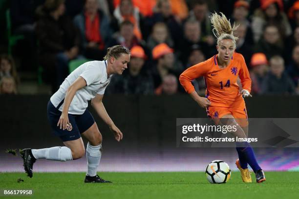 Jackie Groenen of Holland Women during the World Cup Qualifier Women match between Holland v Norway at the Noordlease stadium on October 24, 2017 in...