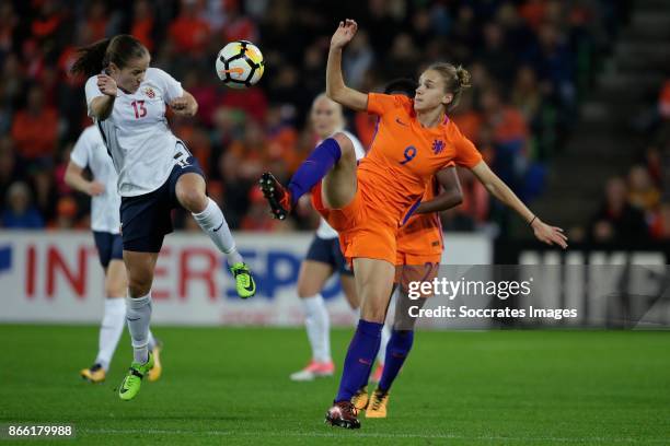 Guro Reiten of Norway Women, Vivianne Miedema of Holland Women during the World Cup Qualifier Women match between Holland v Norway at the Noordlease...
