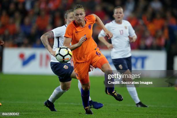 Anouk Dekker of Holland Women during the World Cup Qualifier Women match between Holland v Norway at the Noordlease stadium on October 24, 2017 in...