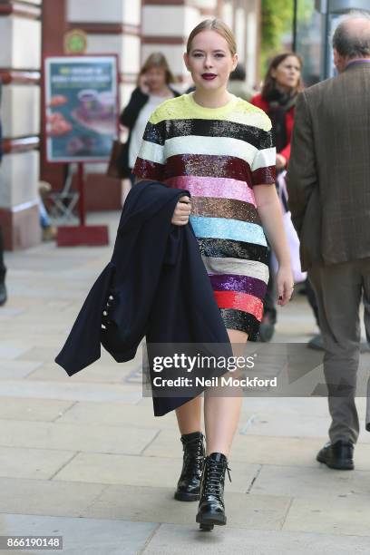 Tanya Burr seen arriving at Waterstones Piccadilly for her new book 'Tanya's Christmas' book signing on October 25, 2017 in London, England.