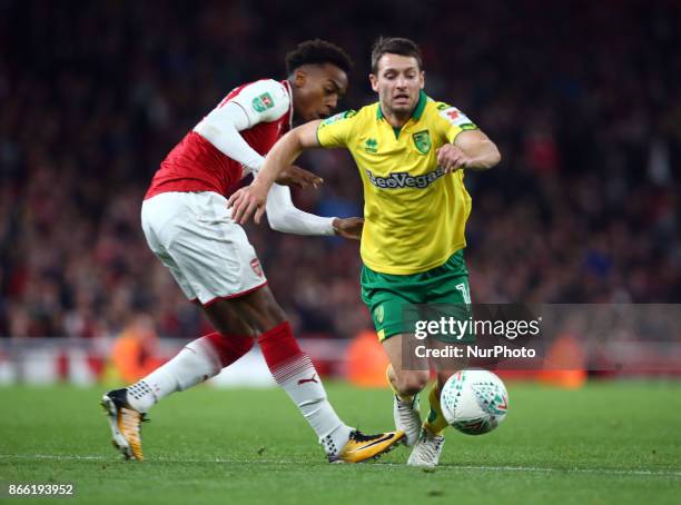 Wes Hoolahan of Norwich City during Carabao Cup 4th Round match between Arsenal and Norwich City at Emirates Stadium, London, England on 24 Oct 2017.