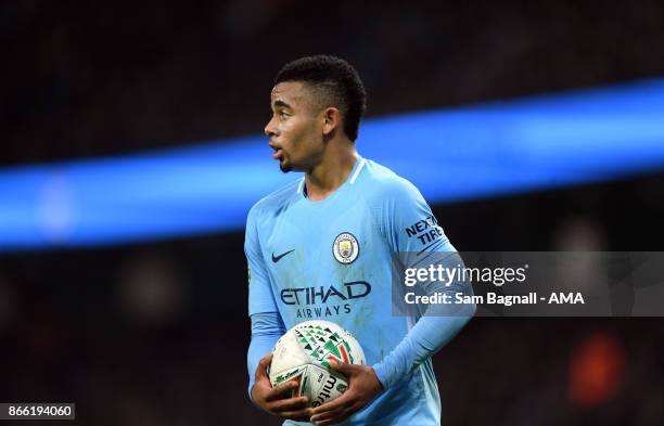 Gabriel Jesus of Manchester City during the Carabao Cup Fourth Round match between Manchester City and Wolverhampton Wanderers at Etihad Stadium on...