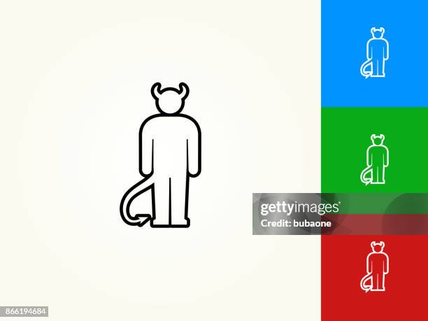 devil black stroke linear icon - devil tail stock illustrations