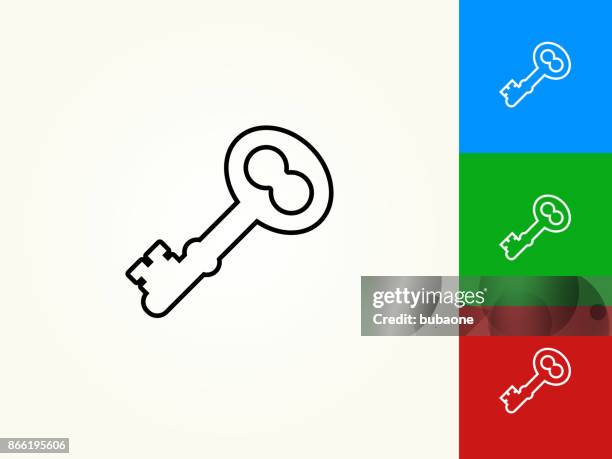 old key black stroke linear icon - locksmith stock illustrations