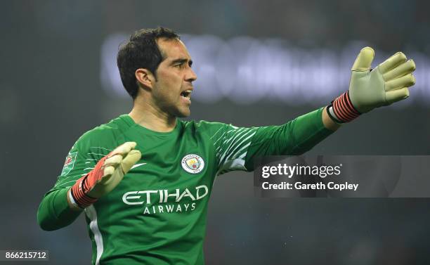 Claudio Bravo of Manchester City during the Carabao Cup Fourth Round match between Manchester City and Wolverhampton Wanderers at Etihad Stadium on...