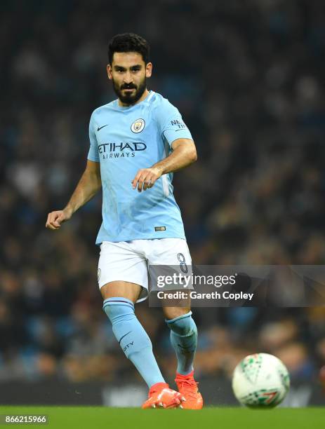 Ilkay Gundogan of Manchester City during the Carabao Cup Fourth Round match between Manchester City and Wolverhampton Wanderers at Etihad Stadium on...