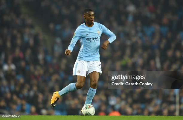 Tosin Adarabioyo of Manchester City during the Carabao Cup Fourth Round match between Manchester City and Wolverhampton Wanderers at Etihad Stadium...