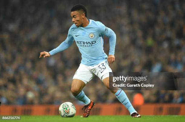 Gabriel Jesus of Manchester City during the Carabao Cup Fourth Round match between Manchester City and Wolverhampton Wanderers at Etihad Stadium on...