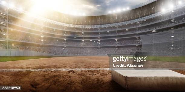 professionele honkbal arena in 3d - keepershandschoen stockfoto's en -beelden