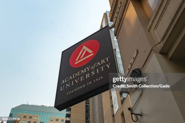 Sign on facade of the Academy of Art University in the South of Market neighborhood of San Francisco, California, October 13, 2017.