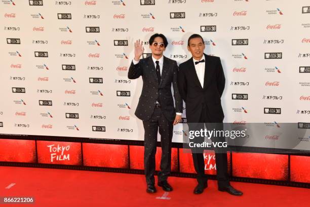 Actor Chen Chang and director Hiroyuki Tanaka arrive at the red carpet of the 30th Tokyo International Film Festival at Roppongi Hills on October 25,...