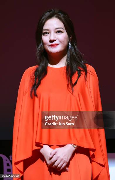 Actress Zhao Wei attends the opening ceremony of the 30th Tokyo International Film Festival at Ex Theater Roppongi on October 25, 2017 in Tokyo,...
