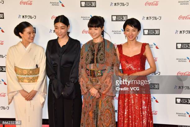 Actresses Yu Aoi, Sakura Ando, Aoi Miyazaki and Hikari Mitsushima arrive at the red carpet of the 30th Tokyo International Film Festival at Roppongi...
