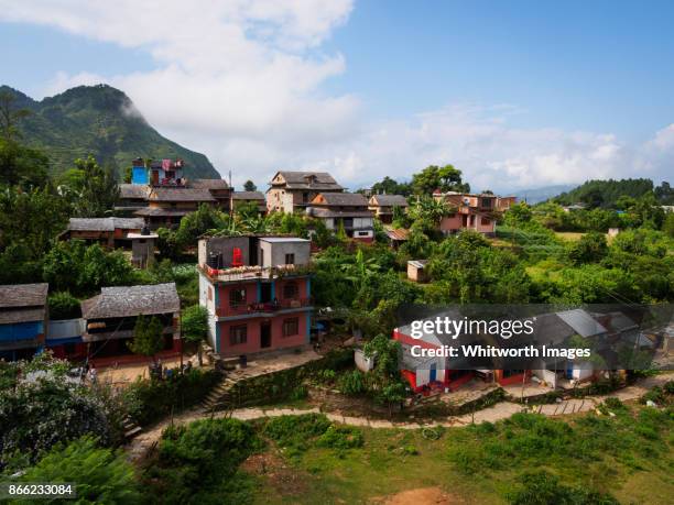 village of bandipur in tanahun, nepal - nepal village stock pictures, royalty-free photos & images