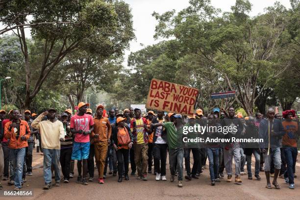 Opposition supporters rally for presidential candidate Raila Odinga in Uhuru Park on October 25, 2017 in Nairobi, Kenya. Tensions are high as Kenyans...