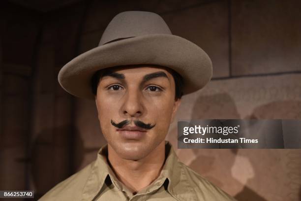 Wax figure of Indian revolutionary Bhagat Singh displayed at Madame Tussauds Museum, situated in Regal Cinema building during its Press preview on...