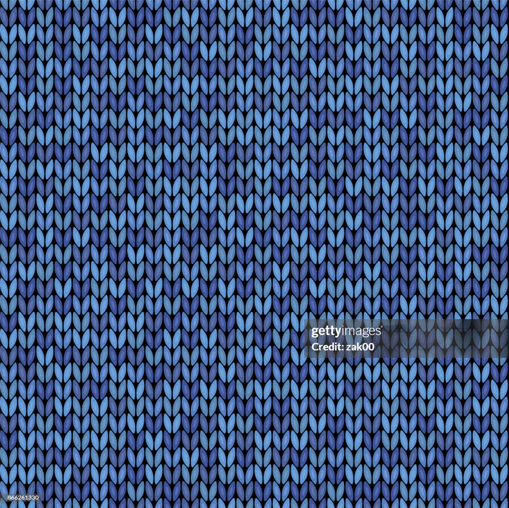 Blauwe gebreide naadloze achtergrondpatroon
