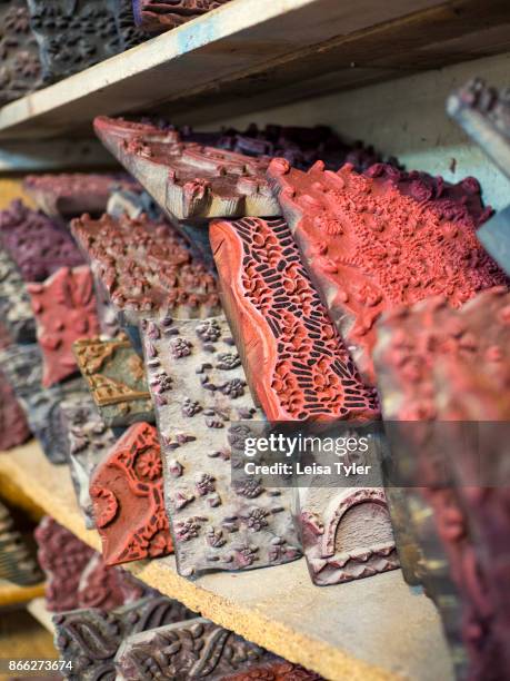 Woodblocks at Ebadi Qalam-kar workshop, a block print workshop in Esfahan old town. Known locally as qalamkar.