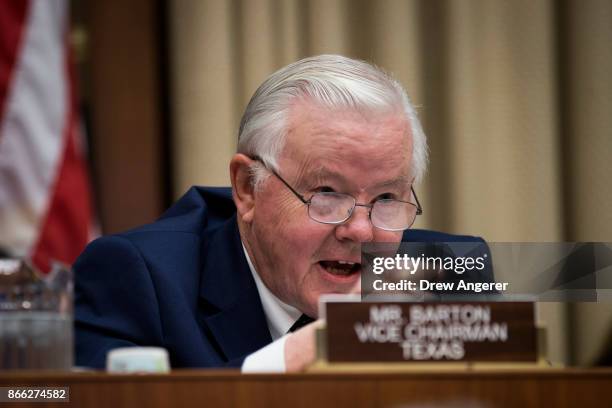 Committee vice chairman Rep. Joe Barton questions witnesses during a House Energy and Commerce Committee hearing concerning federal efforts to combat...