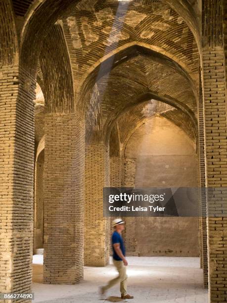 Inside the Masjed-e Jame in Esfahan, the oldest Friday mosque in Iran. The mosque is a good example of the evolution of Iranian Islamic mosque...