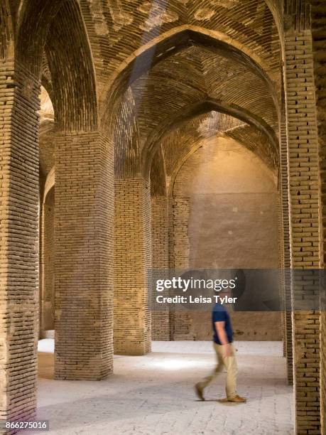 Inside the Masjed-e Jame in Esfahan, the oldest Friday mosque in Iran. The mosque is a good example of the evolution of Iranian Islamic mosque...