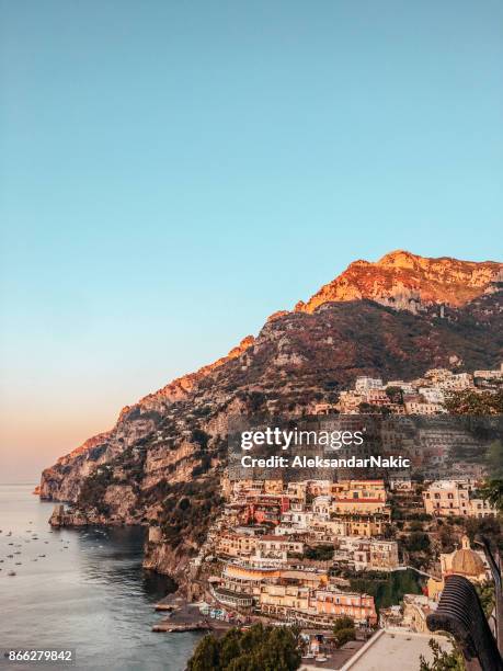 cities of amalfi coast, italy - positano italy stock pictures, royalty-free photos & images