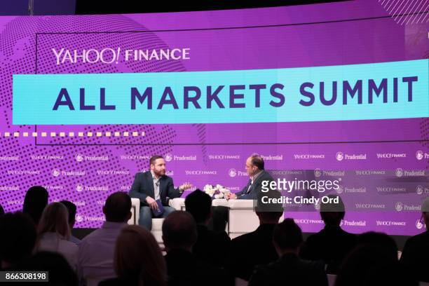 Dan Howley and Samsung Electronics North America President & CEO Tim Baxter speak onstage at the Yahoo Finance All Markets Summit on October 25, 2017...