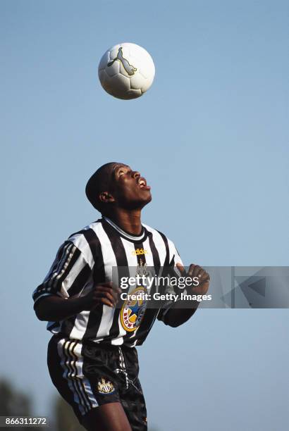 Newcastle United Faustino'Tino' Asprilla in action during a training session in 1997 in Newcastle, England
