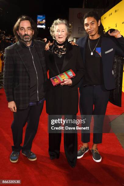 Ivor Guest, guest, and Paulo Goude attend the UK Premiere of "Grace Jones: Bloodlight And Bami" at the BFI Southbank on October 25, 2017 in London,...