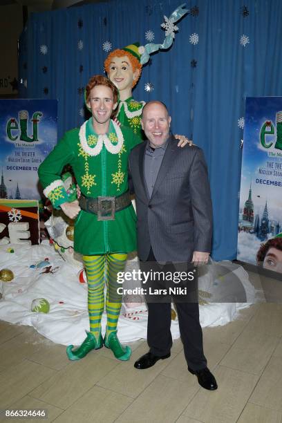 Actor Eric Williams and director Sam Scalamoni attend the unveiling of The Big Apple's Biggest Rice Krispies Sculpture celebrating Elf The Musical...
