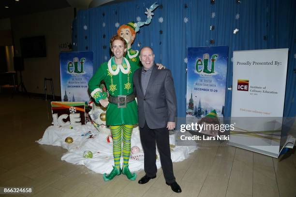 Actor Eric Williams and director Sam Scalamoni attend the unveiling of The Big Apple's Biggest Rice Krispies Sculpture celebrating Elf The Musical...