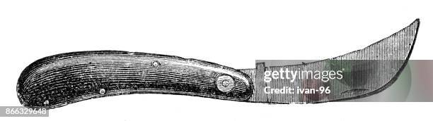 garden knife - billhook stock illustrations