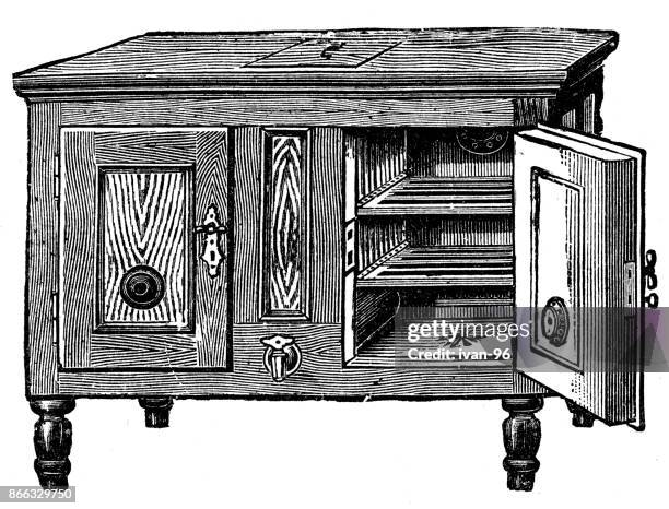 ice cupboard - kitchen pantry stock illustrations