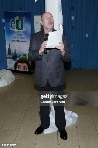 Director Sam Scalamoni attends the unveiling of The Big Apple's Biggest Rice Krispies Sculpture celebrating Elf The Musical returning to the Theater...