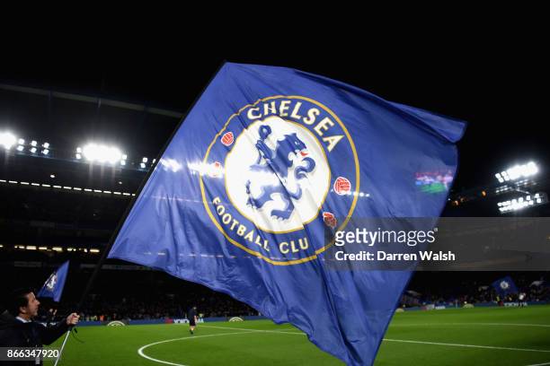 Flag is seen during the Carabao Cup Fourth Round match between Chelsea and Everton at Stamford Bridge on October 25, 2017 in London, England.