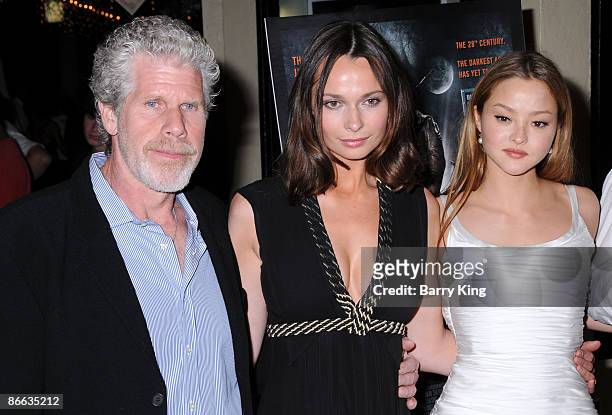Actor Ron Perlman, actress Anna Walton and actress Devon Aoki arrive at the premiere of Mutant Chronicles at the Mann Bruin Theatre on April 21, 2009...