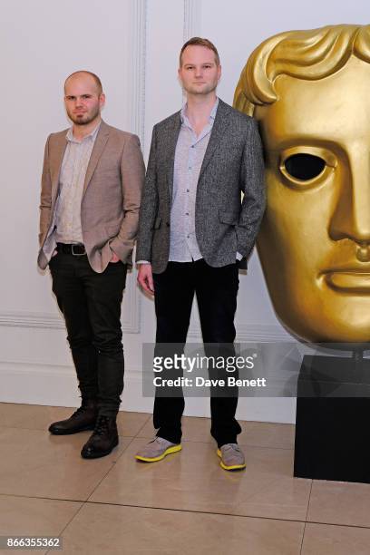 Adam Vian and Thomas Vian attend the Burberry BAFTA Breakthrough Brits 2017 at the global Burberry flagship, 121 Regent Street, on October 25, 2017...