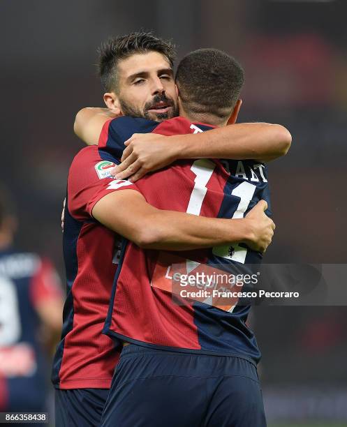 Miguel Veloso and Adel Taarabt of Genoa CFC celebrate the 1-0 goal scored by Adel Taarabt during the Serie A match between Genoa CFC and SSC Napoli...