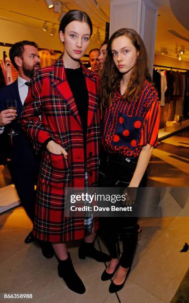 Scarlett Caudwell-Burgess and Sophia Roberts attend the Burberry BAFTA Breakthrough Brits 2017 at the global Burberry flagship on October 25, 2017 in...