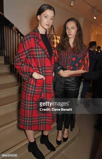 Scarlett Caudwell-Burgess and Sophia Roberts attend the Burberry BAFTA Breakthrough Brits 2017 at the global Burberry flagship on October 25, 2017 in...