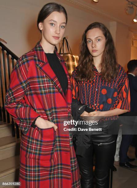 Scarlett Caudwell-Burgess and Sophia Roberts attend the Burberry BAFTA Breakthrough Brits 2017 at the global Burberry flagship on October 25, 2017 in...