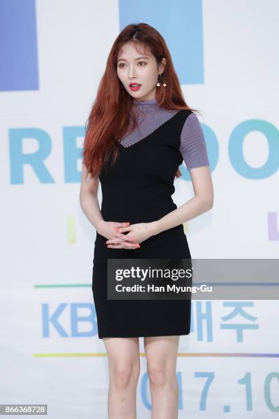 Singer Hyun-A of South Korean girl group 4minute attends the KBS Idol Rebooting Project "The Unit" Press Conference on October 25, 2017 in Seoul,...