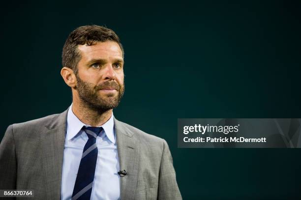 United head coach Ben Olsen looks on after the New York Red Bulls defeated DC United 2-1 during the final MLS game at RFK Stadium on October 22, 2017...