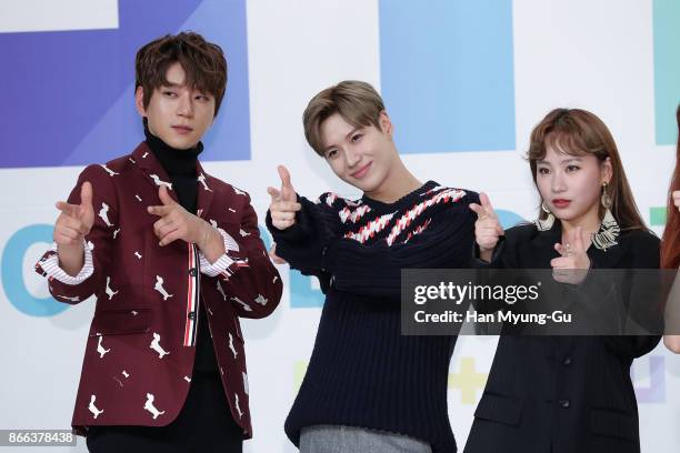 Singer Hwang Chi-Yeul aka Chiyeul Hwang, Taemin of South Korean boy band SHINee and Jo Hyun-A aka Jo Hyuna of Urban Zakapa attend the KBS Idol...