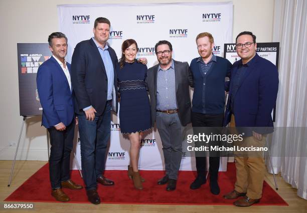 Chris Loveall, Jan Diedrichsen, Celia Pacquola, Kevin Whyte, Luke McGregor and Alex Schwarm attend the Rosehaven Screening during NYTVF at Helen...