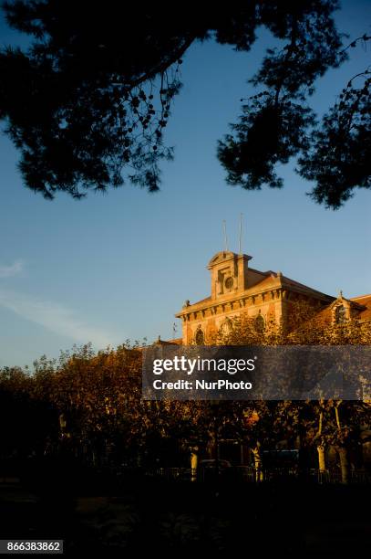 The Catalonian Parliament building is seen in La Ciutadella Park of Barcelona, Spain, on 25 October, 2017. Spanish government aims to apply...